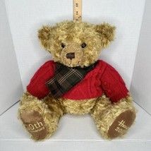 Harrods 20th Anniversary Christmas Teddy Bear Plush 2005 Red Sweater Brown Scarf - £17.52 GBP