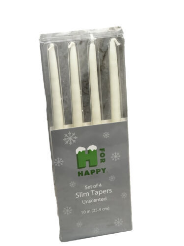 H For Happy Set Of 4 Slim Tappers  Unscented 10 Inches-White - $15.72