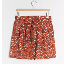New Anthropologie THE ODELLS Malmo Belted Beach Shorts $248 SIZE 6 Red Motif  - £47.87 GBP