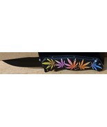 MARIJUANA LEAVES LEAF CANNABIS WEED SPRING ASSISTED KNIFE WITH BELT CLIP... - £12.53 GBP