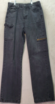 KanCan Jeans Women Sz 5 Black Denim Cotton Cargo Pockets Flat Front Straight Leg - £18.10 GBP