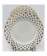 4 Salad Plate’s Grace&#39;s Teaware Metallic Gold Dots Salad Plates 8&quot; New - $73.78 CAD