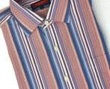 Austin Reed London Men XL Red Blue Stripe Button Long Sleeve Dress Shirt - $23.71