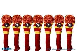 7 pc RED YELLOW 2 3 4 5 6 7 8 KNIT vintage Hybrid golf club headcover Head cover - £65.00 GBP