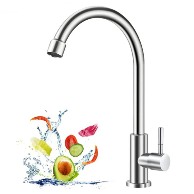 House Home Cold Water Faucet Zinc Alloy/Stainless Steel Single Handle Single Hol - £34.37 GBP