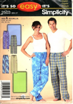 Simplicity 2503 Misses and Mens XS to XL Lounge Pants Uncut Sewing Pattern - £7.43 GBP
