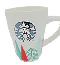 Starbucks Coffee Christmas Cup Mug 14oz Holiday Trees White - £8.42 GBP