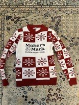 Makers Mark Whisky Bourbon Ugly Check Christmas Sweater Snowflake Small Adult - £28.67 GBP