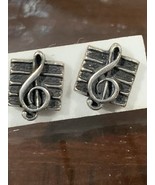 Sterling Silver TINY 8x7mm Treble Clef on Staff Music Stud Small Studs E... - €14,12 EUR