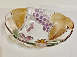 Vintage Embossed Art Glass Fruit Bowl Irredescent Glows with Black Light Oval  - £14.86 GBP
