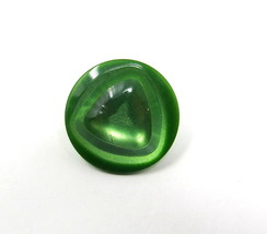 Dark Kelly Green Shank Button 1/2&quot; Plastic Triangle Center Vintage Blouse    #68 - £7.76 GBP