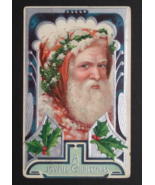A Joyful Christmas Old World Santa w/ Orange Cloak Embossed Postcard c1900s - £62.47 GBP