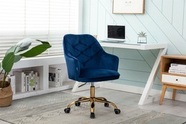Velvet Swivel Shell Chair for Living Room Office Chair - Navy Metal - £121.38 GBP
