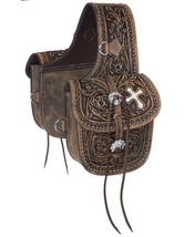 Antique Tooled Leather Saddle Bag - £73.06 GBP