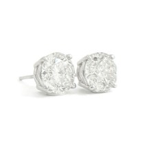 GIA Round Diamond Stud Earrings 14K White Gold 4-Prong Baskets, 3.03 CTW - £18,088.53 GBP