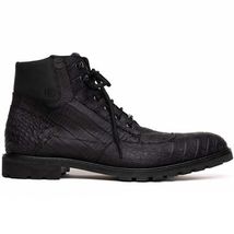 LEONI Genuine Caiman Belly Boot Oil Black image 2