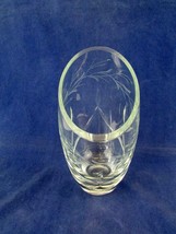 Heavy Glass Vase Etched and Cut 9&quot;  Signed M. Miller 94 - £45.15 GBP