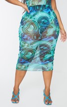 PRETTYLITTLETHING Blue Marble Mesh Bodycon Skirt  UK 30  US 26   EUR 58 ... - £22.02 GBP