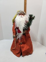 Standing 19&quot; Woodland Forest Santa Claus Figurine Pine Branch bird plastic face - £35.91 GBP