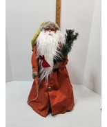 Standing 19&quot; Woodland Forest Santa Claus Figurine Pine Branch bird plast... - £35.56 GBP