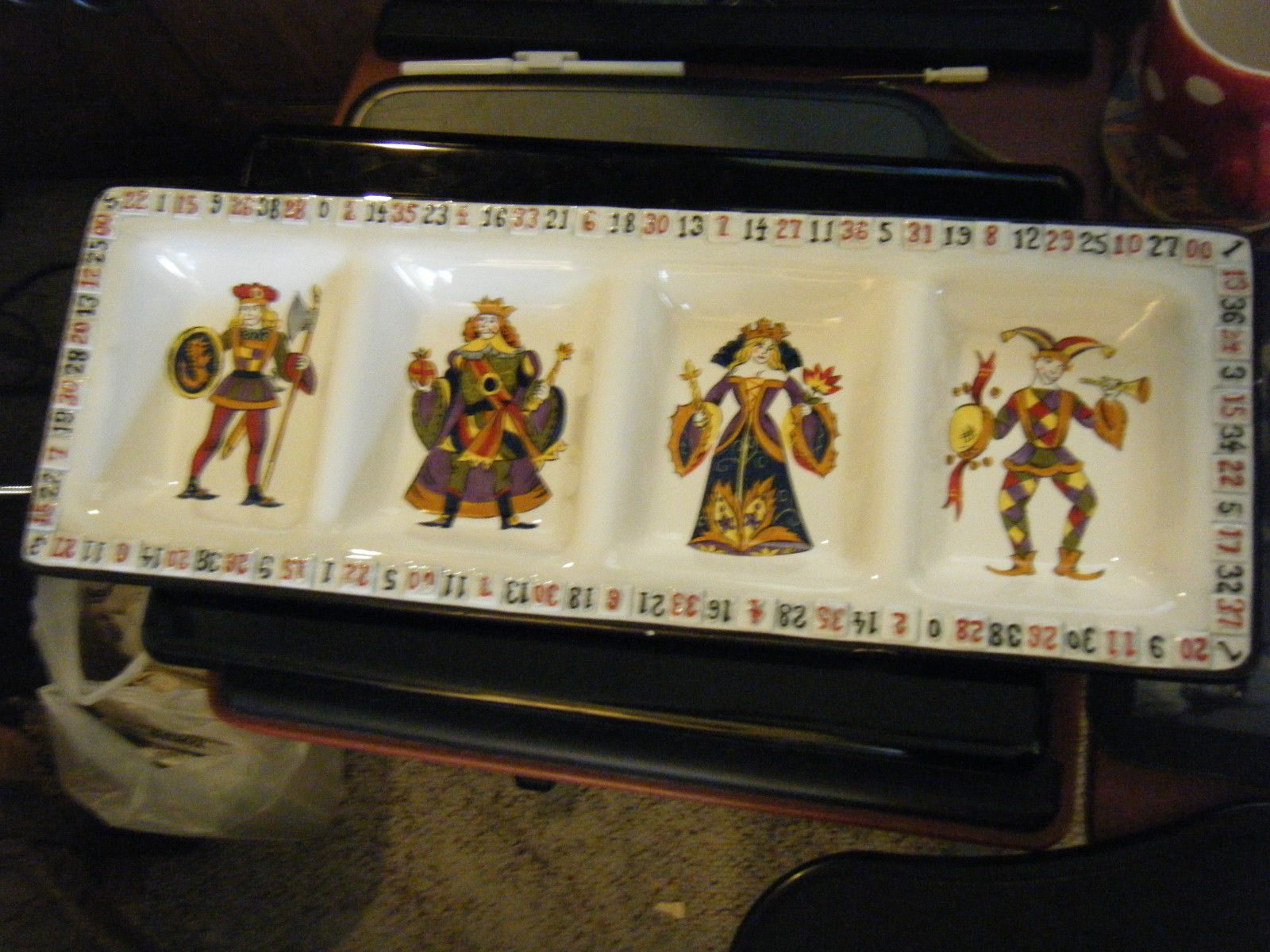 Ceramic Joker, King, Queen & Jack Divided Relish or Serving Dish - $23.82