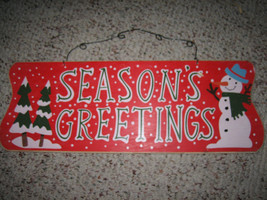 Holiday Season&#39;s Greeting Wall Hanging Christmas Plaque - £10.95 GBP