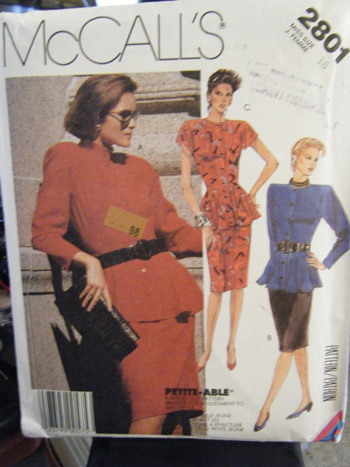 Primary image for McCall's 2801 Misses Peplum Top & Skirt Pattern - Size 16 Bust 38