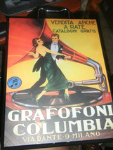Reproduction Art Deco Style Decoupage "Grafofoni Columbia" Wall Plaque w/Hanger - $20.21