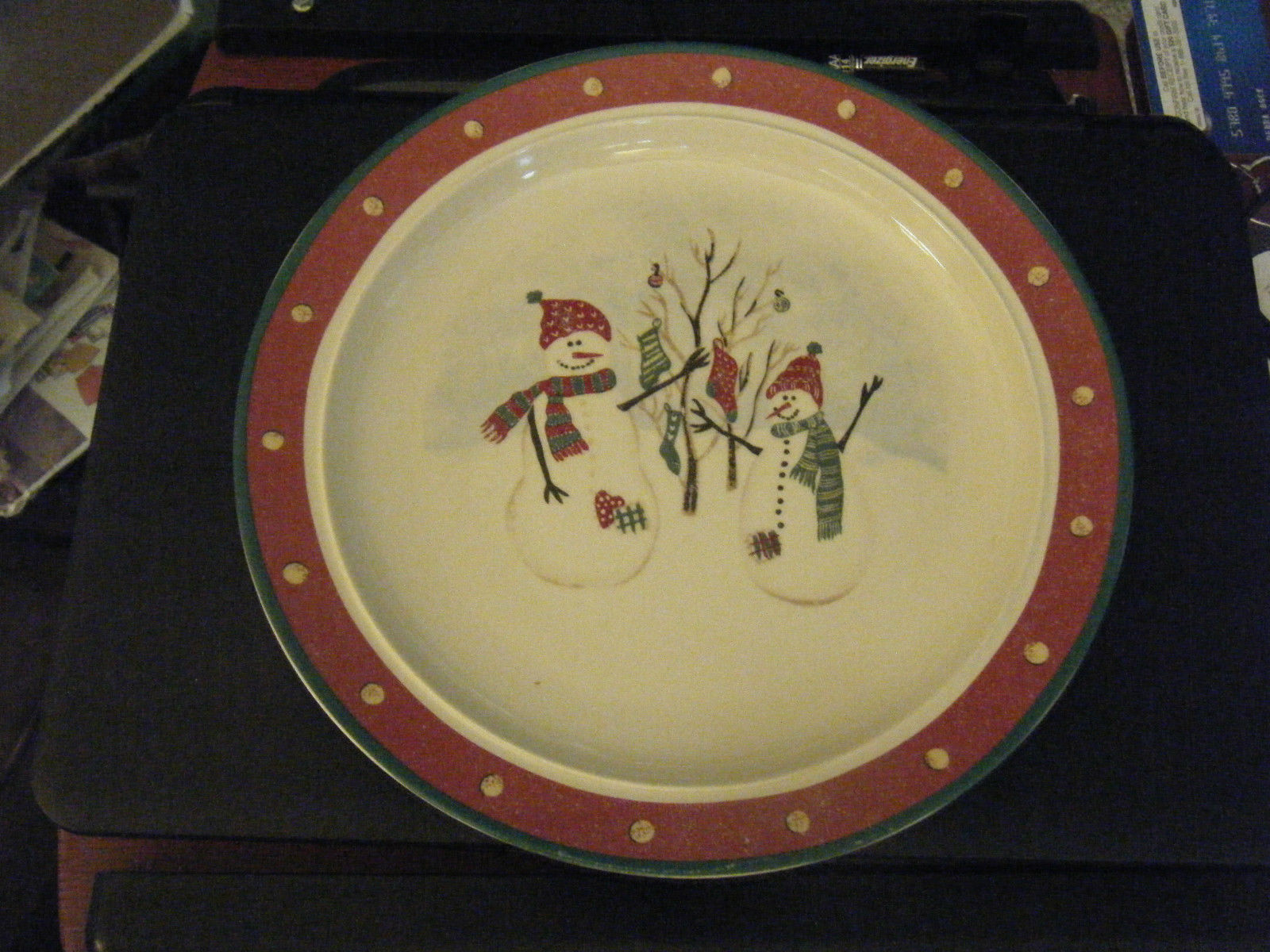 Primary image for Royal Seasons Christmas Holiday Snowman Theme Stoneware Dinner Plate
