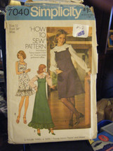 Simplicity 7040 Misses Dress or Jumper in 2 Lengths &amp; Blouse Pattern - Size 12 - $13.78