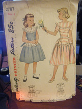 Vintage 1940's Simplicity 2787 Girl's Dress Pattern - Size 8 Bust 26 - $17.17