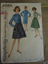 Vintage 1960&#39;s Simplicity 5385 Shift Dress &amp; Wrap Skirt Pattern-Size 12 ... - $11.34