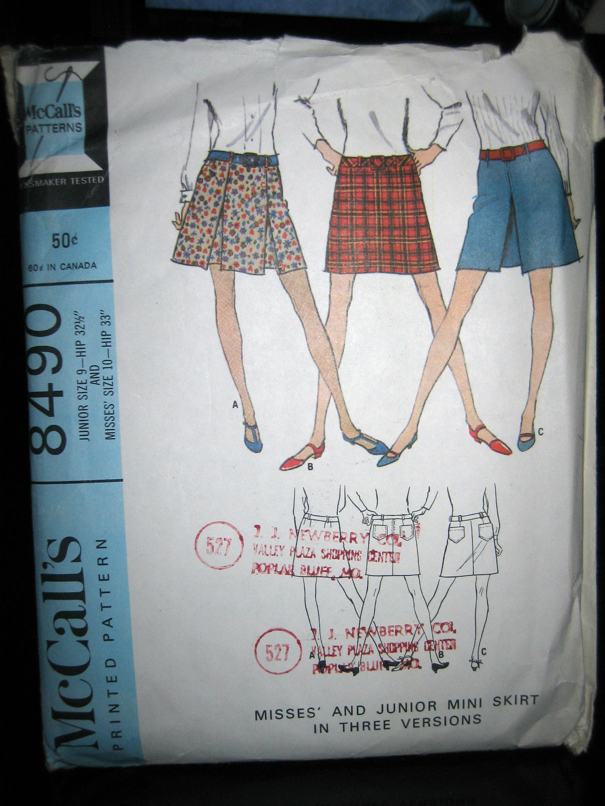 Vintage McCall's #8490 Junior/Misses Mini-Skirt Pattern - Sizes 9 & 10 - $9.19