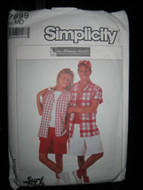 Vintage Simplicity #7999 Unisex Shirt/Shorts/Pullover Knit Top Pattern - Size M - £4.85 GBP