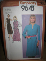 Vintage Simplicity 9643 Misses Slim Fitting Jumper or Dress Pattern-Size... - $7.14