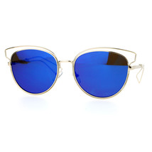 Womens Sunglasses Thin Wire Metal Round Butterfly Fashion Flat Lens - £8.75 GBP