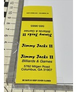 Matchbook Cover  Jimmy Jacks II  Billiards &amp; Games  Columbus, GA  Unstru... - $229.53 MXN