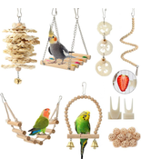 Parrot Toys Swing Hanging,18 Pieces Bird Cage Accessories Toy Perch Ladd... - £15.09 GBP