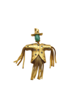 Vintage PAULINE RADER Unsigned Gold Tone Rhinestone Scarecrow Pin Brooch - $71.27