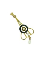 Victorian 10k Yellow Gold Enamel Lavaliere Diamond Pendant (#J1506) - $5,459.59 MXN