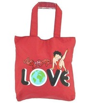 Betty Boop Fashion Jeans Cotton Tote Bag Purse Red Love Sexy Button Encl... - £20.12 GBP