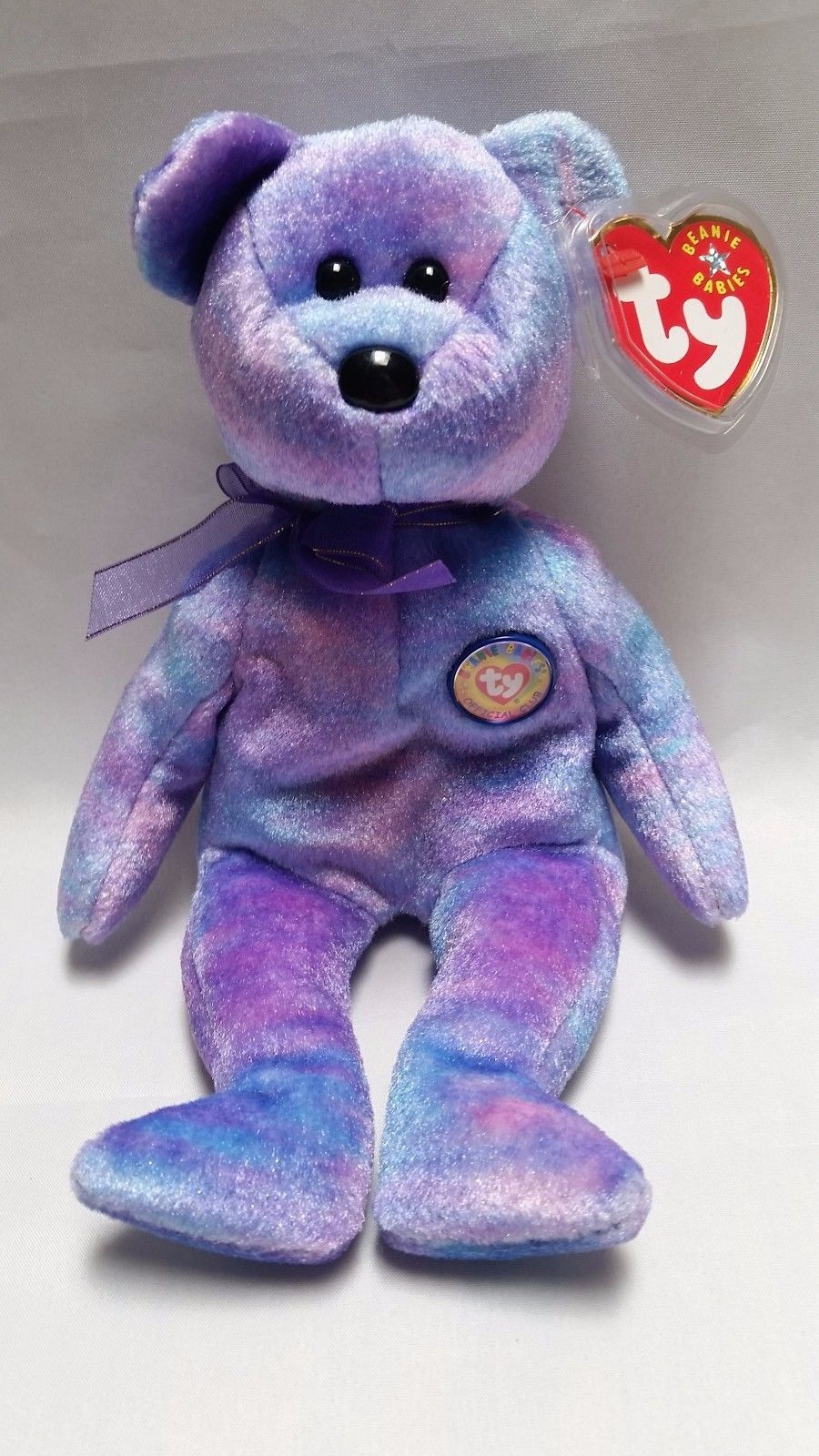 Ty Beanie Baby Clubby 4 Bear Stuffed Animal Plush Swing Tag IV Retired Purple - $14.97