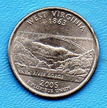 2005 P West Virginia  State Washington Quarter - Uncirculated Near Brillant - £3.15 GBP