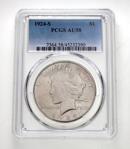 1924-S Peace Dollar Graded By PCGS As AU58 Gorgeous Coin - $272.25