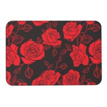 Mondxflaur Red Rose Non Slip Bathroom Mat for Shower Quick Dry Diatom Mud Rugs - £15.01 GBP