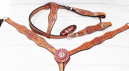Horse Tack Bridle Western Leather Headstall Breast Collar 9211BCO00 - $81.17