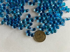 3.4 oz  6x8mm Blue Pressed Czech Glass Drop Beads Top Drilled - $6.94