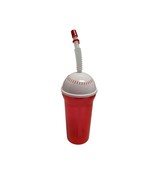 New Baseball Straw Tumbler Plastic red White 16 oz - £5.78 GBP