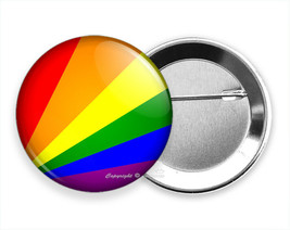 Gay And Lesbian Pride Flag Rainbow Colors Happy Fun Pinback Pin Button Gift Idea - £10.78 GBP+