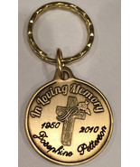 Engraved In Loving Memory Cross Rose Bronze Memorial Keychain Personaliz... - £19.80 GBP